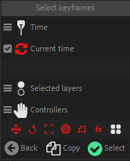 SelectKeyframes panel